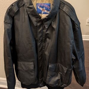 Airborne Brand Leather Bomber Black Field Jacket